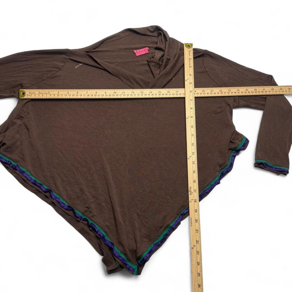 Y2K Asymmetrical off the shoulder brown Mcbling poncho style draping top large - Picture 6 of 7
